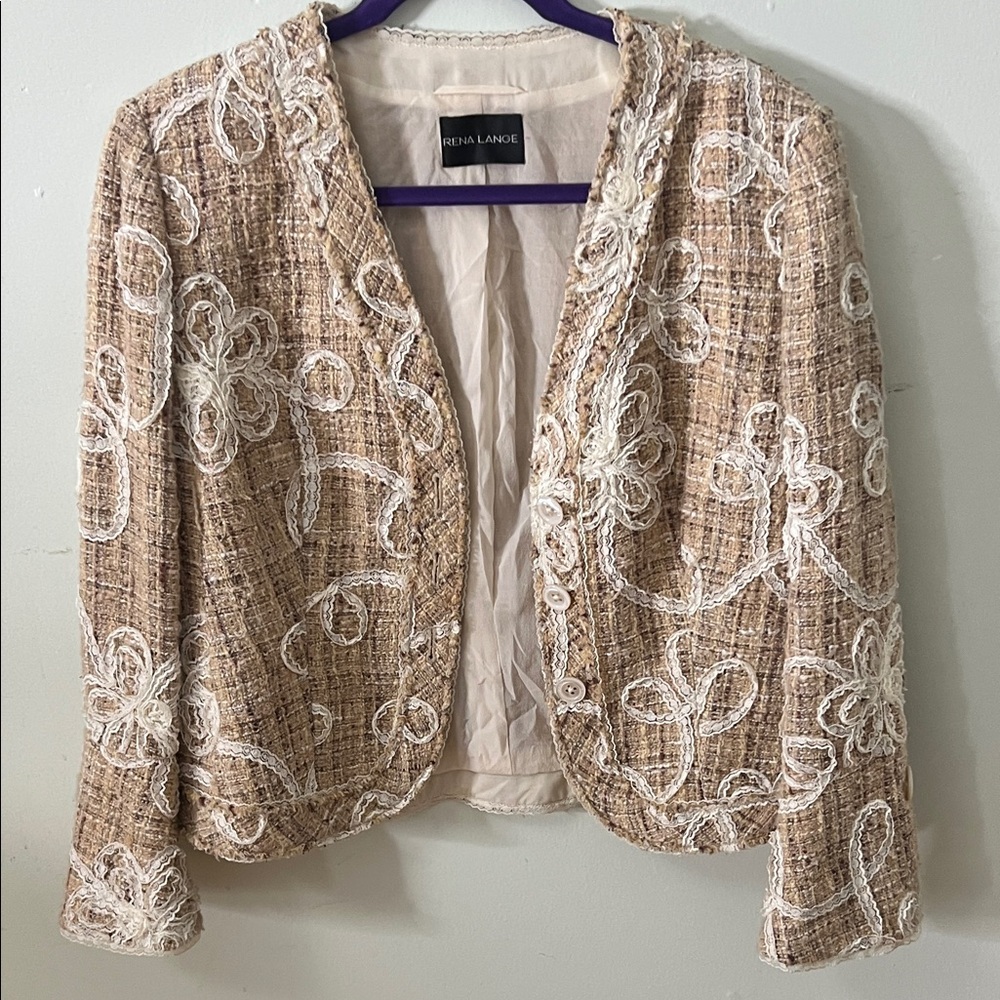 Rena Lange Cotton/silk Cookie multicolored Button down Blazer size 12